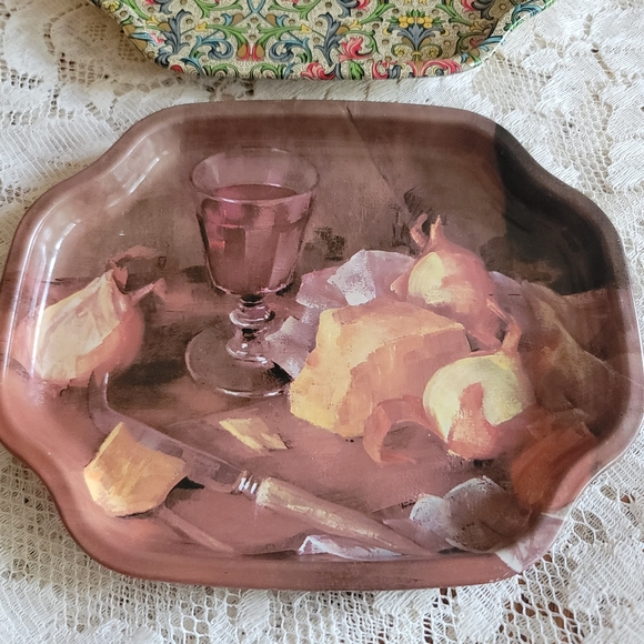 VTG Small English Tin Tea Trays Set Of 2 - Picture 4 of 15